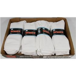 LOT OF 12 NEW MENS WHITE CREW SOCKS