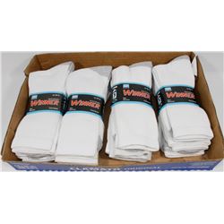 LOT OF 12 NEW MENS WHITE WITH GREY ACCENTS CREW