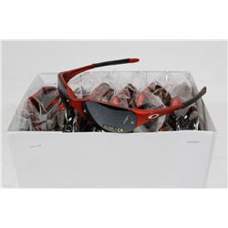 BOX OF RED OAKLEY STYLED SUNGLASSES WITH SMOKEY