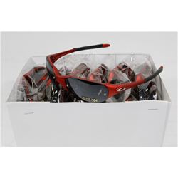 BOX OF RED OAKLEY STYLED SUNGLASSES WITH SMOKEY