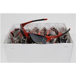 BOX OF RED OAKLEY STYLED SUNGLASSES WITH SMOKEY