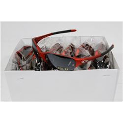 BOX OF RED OAKLEY STYLED SUNGLASSES WITH SMOKEY