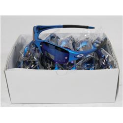 BOX OF BLUE STYLED SUNGLASSES WITH BLUE LENSES