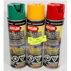 LOT OF 3 CANS OF KRYLON MARKING PAINT, 1 GREEN