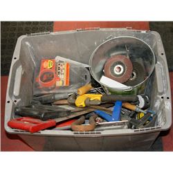 VARIOUS TOOLS, HAMMERS, SAWS, DRILL BITS AND MORE.