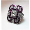 Image 1 : 14)  ART DECO STYLE HOT PINK & WHITE TOPAZ