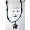 Image 1 : 17)  SILVER TONE, TURQUOISE & HEMATITE
