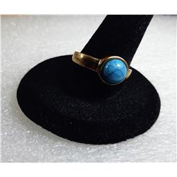 5)  VINTAGE BRONZE & TURQUOISE RING