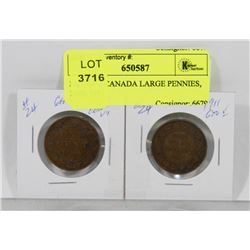 LOT OF 2 CANADA LARGE PENNIES, 1909, 1911