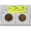 Image 1 : LOT OF 2 CANADA LARGE PENNIES, 1910, 1919