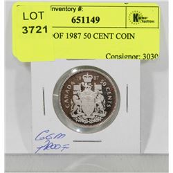 GEM PROOF 1987 50 CENT COIN
