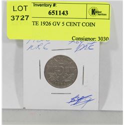 KEY DATE 1926 GV 5 CENT COIN