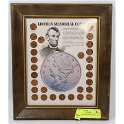 FRAMED LINCOLN MEMORIAL COINS