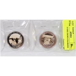 TWO 2014 ONE CROWN COLORIZED COINS