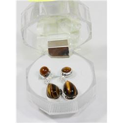 #29-NATURAL TIGER EYE   DANGLING EARRINGS