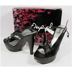 QUPID BLACK CROCO SIZE 9 LADIES SHOES, IMPRESS-115