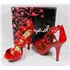Image 1 : QUPID RED CRINKLE LIZARD SIZE 7.5 LADIES SHOES,