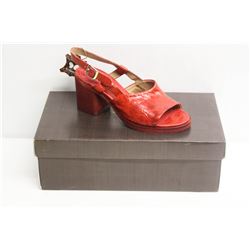 FELMINI SZ 6.5 VEGA FIRE OPEN TOE MID HEEL SANDALS