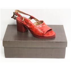 FELMINI SZ 8.5 VEGA FIRE OPEN TOE MID HEEL SANDALS