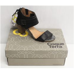 COQUE TERRA  SZ 6.5 CRUST BLACK MID HEEL SANDALS