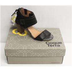 COQUE TERRA  SZ 9.5 CRUST BLACK MID HEEL SANDALS