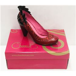CHANII B SZ 6.5 RED LEOPARD TRESOR MID HEEL