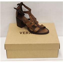 VERACRUZ SZ 6.5 PLOF TAN LEATHER MID HEEL SANDALS
