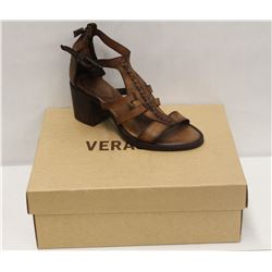 VERACRUZ SZ 7.5 PLOF TAN LEATHER MID HEEL SANDALS