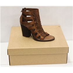 VERACRUZ SZ 6 RYANE TAN OPEN TOE MID HEEL SANDALS