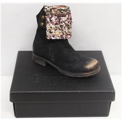 PAPUCEI SZ 6.5 BLACK BRONZE DASH BOOTS