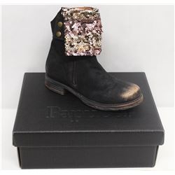 PAPUCEI SZ 7.5 BLACK BRONZE DASH BOOTS