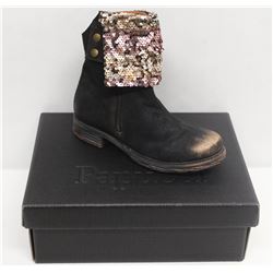 PAPUCEI SZ 8.5 BLACK BRONZE DASH BOOTS