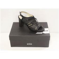 DKODE SZ 7.5 BLACK BLUMA HIGH HEEL SANDALS
