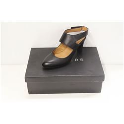 ATELIERS SZ 6.5 SOFTY BLACK LEATHER STRAP HEELS