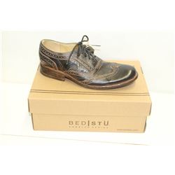 BEDSTU SZ 10 BLACK RUSTIC CORSICO LEATHER OXFORD