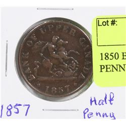 1857 BANK OF UPPER CANADA HALF PENNY