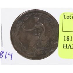 1814 LOWER CANADA WELLINGTON HALF PENNY