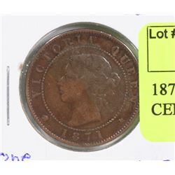 1871 PRINCE EDWARD ISLAND ONE CENT COIN