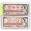 LOT OF TWO 1954 CANADIAN $2.00 BILLS LAWSON &