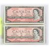 Image 1 : LOT OF TWO 1954 CANADIAN $2.00 BILLS BOUEY &