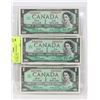 Image 1 : LOT OF THREE 1967 CANADIAN 1.00 BILLS W/SERIAL #'S