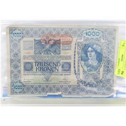 1902 AUSTRIAN 1000 KRONEN BILL.