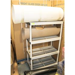 4FT SHELF WITH 2 ROLLS OF CARDBOARD/WALL BOARD