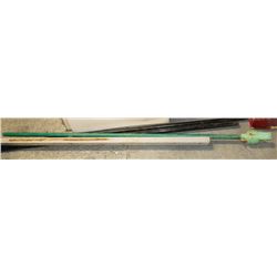 LOT OF METAL PIPES , IRON , GREEN UNKNOWN TOOL