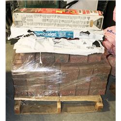 PALLET OF CINDER BLOCK , AIR BARRIER , SHINGLES
