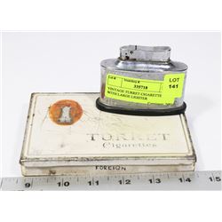 VINTAGE TURRET CIGARETTE TIN WITH LARGE LIGHTER