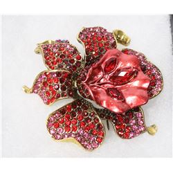 MULTI COLOR FLORAL RHINESTONE BROOCH.