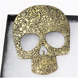 DAY OF THE DEAD SUGAR FLOWER THEMED SKULL NECKLACE