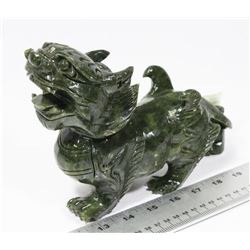 GREEN STONE FOO DOG ORIENTAL DECORATION, STATUE