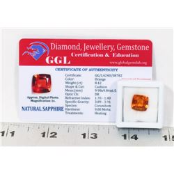 #104-NATURAL ORANGE SAPPHIRE LOOSE GEMSTONE 8.42CT